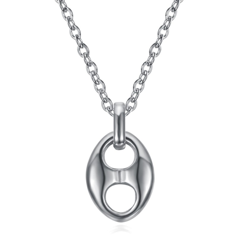 Coffee Bean Pendant 11mm Stainless Steel Silver Chain IM#23359