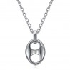 Coffee Bean Pendant 11mm Stainless Steel Silver Chain IM#23359
