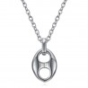 Pendentif grain de café 11mm Acier inoxydable Argent Chaîne  IM#23359