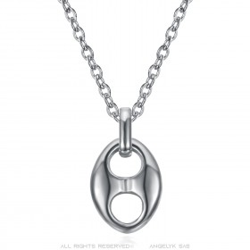 Pendentif grain de café 11mm Acier inoxydable Argent Chaîne  IM#23360