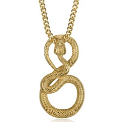 Collar serpiente oro Acero inoxidable Colgante hombre mujer IM#23365