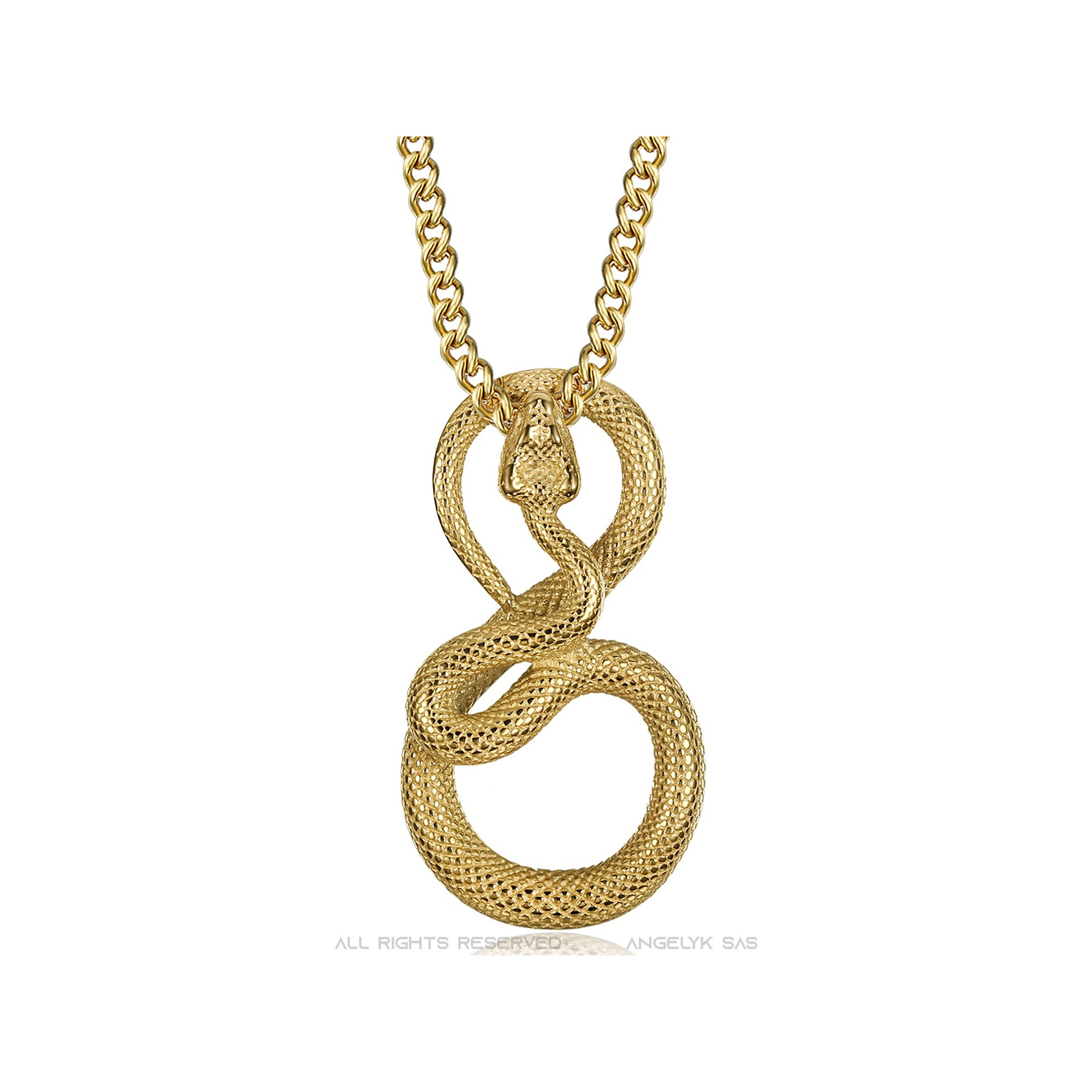 Necklace snake gold stainless steel man woman