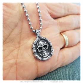 Biker Skull Motorcycle Chain Steel Pendant Man IM#23374