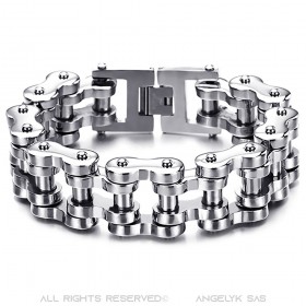 Bracelet biker Grosse chaîne de moto XXL Acier chrome 21cm  IM#23411