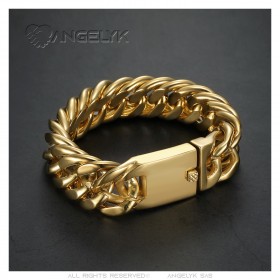 Big Bracelet Gourmette Men Stainless Steel Gold IM#23418