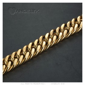 Pulsera grande Gourmette Hombres Acero inoxidable Oro IM#23419