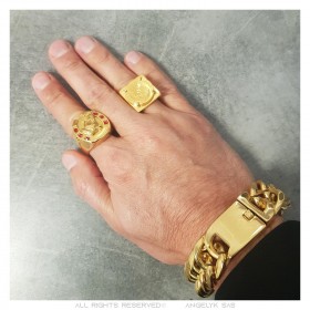 Großhandel Armband Gourmet Herren Edelstahl Gold IM#23420