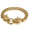 Wikinger Armband Wolf Mann Armband Edelstahl Gold IM#23430