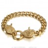 Bracciale Viking Wolf da uomo in acciaio inox oro IM#23431