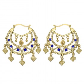 Boucles d'oreilles Savoyardes Niglo Femme Gitane Or Saphir  IM#23443