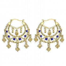 Niglo Orecchini savoiardi in oro con zaffiro Gitane Donna IM#23443