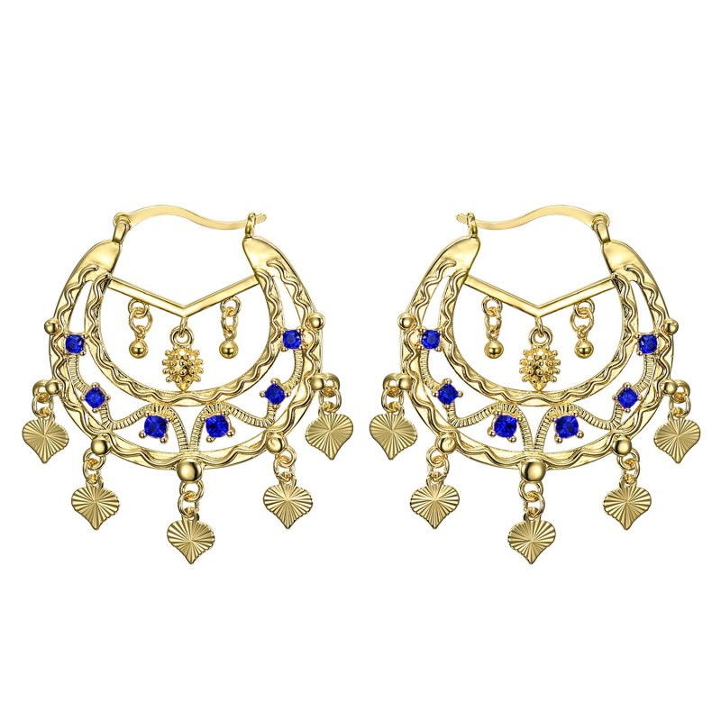 Boucles d'oreilles Savoyardes Niglo Femme Gitane Or Saphir  IM#23443