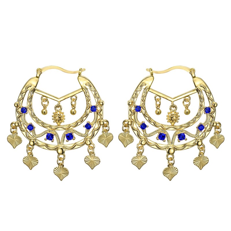 Niglo Women's Gitane Sapphire Gold Savoyard Earrings IM#23443