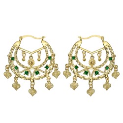 Boucles d'oreilles Savoyardes Niglo Femme Gitane Or Emeraude  IM#23449