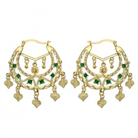 Boucles d'oreilles Savoyardes Niglo Femme Gitane Or Emeraude  IM#23449