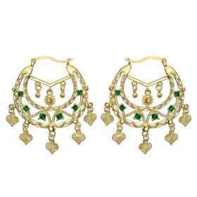 Niglo Women's Savoyard Earrings Gitane Emerald Gold IM#23449