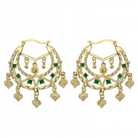 Niglo Women's Savoyard Earrings Gitane Emerald Gold IM#23449