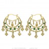 Boucles d'oreilles Savoyardes Niglo Femme Gitane Or Emeraude  IM#23450