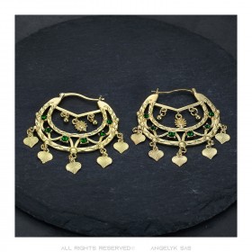 Boucles d'oreilles Savoyardes Niglo Femme Gitane Or Emeraude  IM#23451