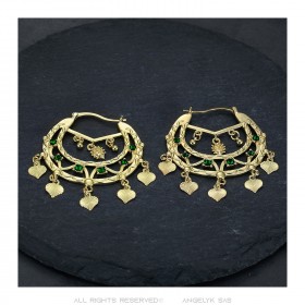 Niglo Women's Savoyard Earrings Gitane Emerald Gold IM#23451