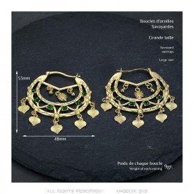 Niglo Women's Savoyard Earrings Gitane Emerald Gold IM#23452