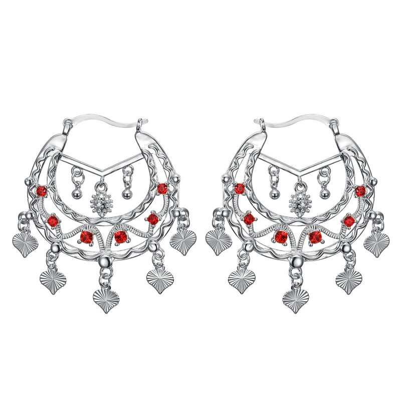 Niglo Women's Gitane Silver Ruby Savoyard Earrings IM#23455