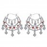 Boucles d'oreilles Savoyardes Niglo Femme Gitane Argent Rubis  IM#23455