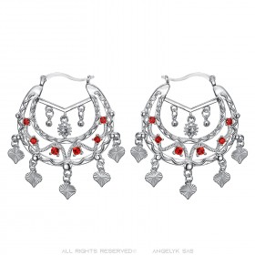 Niglo Women's Gitane Silver Ruby Savoyard Earrings IM#23456