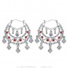 Boucles d'oreilles Savoyardes Niglo Femme Gitane Argent Rubis  IM#23456