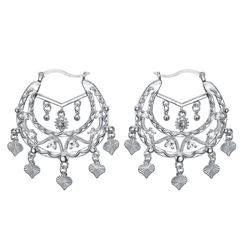 Boucles d'oreilles Savoyardes Niglo Femme Gitane Argent Diamant  IM#23461