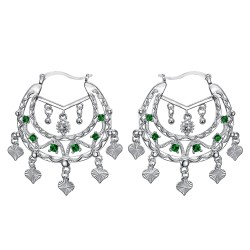Niglo Orecchini Savoiardi Gitane da donna in argento con smeraldo IM#23467