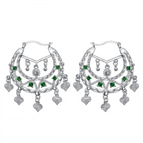 Niglo Orecchini Savoiardi Gitane da donna in argento con smeraldo IM#23467