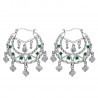 Niglo Women's Gitane Silver Emerald Savoyard Earrings IM#23467