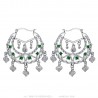 Niglo Women's Gitane Silver Emerald Savoyard Earrings IM#23468