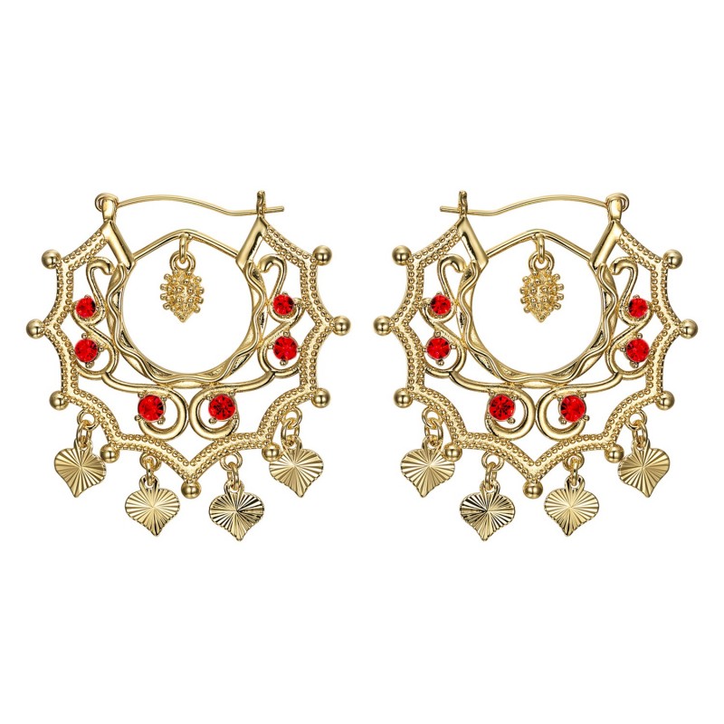 Boucles d'oreilles Savoyardes Santana Niglo Gitane Or Rubis  IM#23479