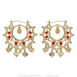 Boucles d'oreilles Savoyardes Santana Niglo Gitane Or Rubis  IM#23480