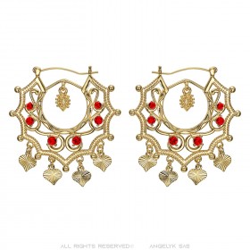 Boucles d'oreilles Savoyardes Santana Niglo Gitane Or Rubis  IM#23480