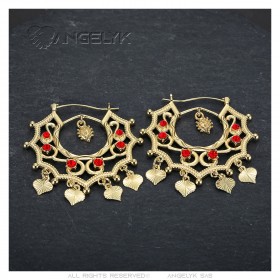 Boucles d'oreilles Savoyardes Santana Niglo Gitane Or Rubis  IM#23481