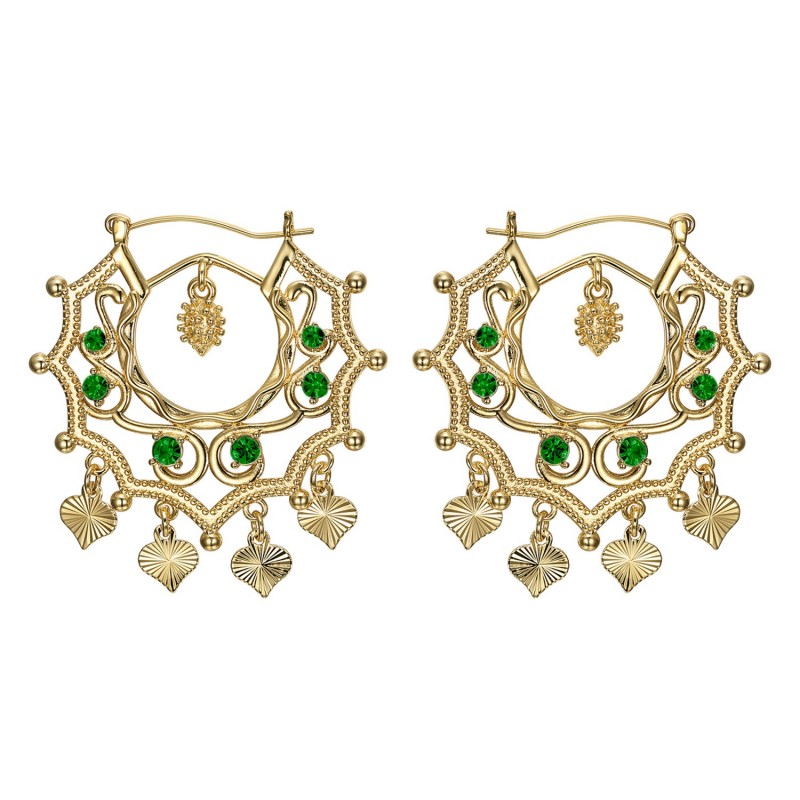 Boucles d'oreilles Savoyardes Santana Niglo Gitane Or Emeraude  IM#23491