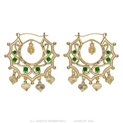 Boucles d'oreilles Savoyardes Santana Niglo Gitane Or Emeraude  IM#23492