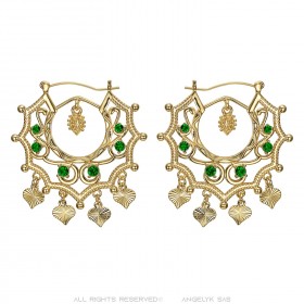 Boucles d'oreilles Savoyardes Santana Niglo Gitane Or Emeraude  IM#23492