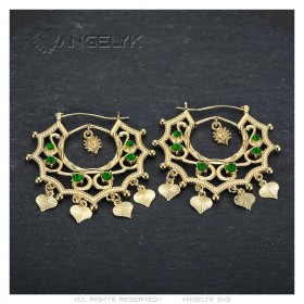 Santana Niglo Gitane Emerald Gold Savoyard Earrings IM#23493