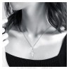 Pendentif ankh Croix de vie Femme Acier inoxydable Argent Diamants  IM#23514