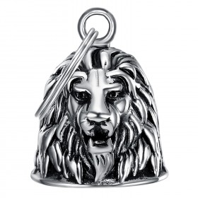 Cloche Porte Bonheur Moto Acier 316L Tête de lion  IM#23521