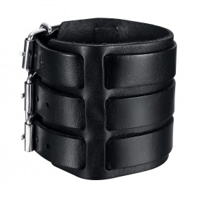 Bracelet de Force Black Leather Biker Three Triple Width  IM#23579