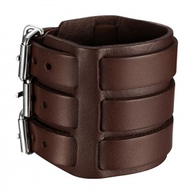 Kraft-armband Leder Braun Biker mit den Drei Triple-Breite  IM#23586