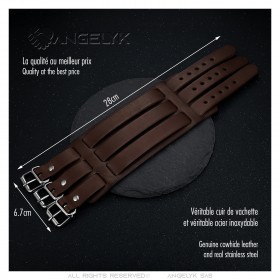 Bracelet de Force Brown Leather Biker Three Triple Width  IM#23590