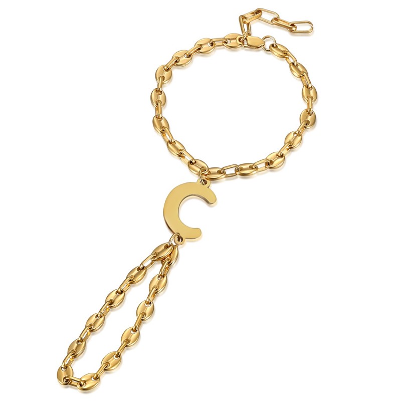 Anillo pulsera Passa Mano Letter Coffee Bean Acero Oro IM#23621