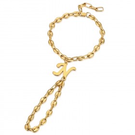 Bracelet bague Passa Mano Lettre Grain de café Acier Or  IM#23632