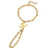 Bracelet bague Passa Mano Lettre Grain de café Acier Or  IM#23632